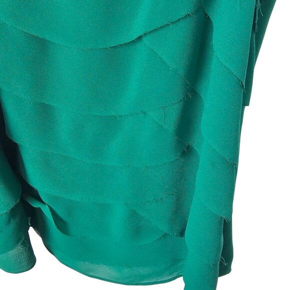 Festive Holiday Christmas Party Y2K Layer Tier Raw Edge Sheer Top Taroo Green SM - Picture 11 of 14